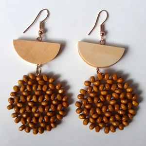 *2 for $15* Wood Bead Geometric Drop Earrings